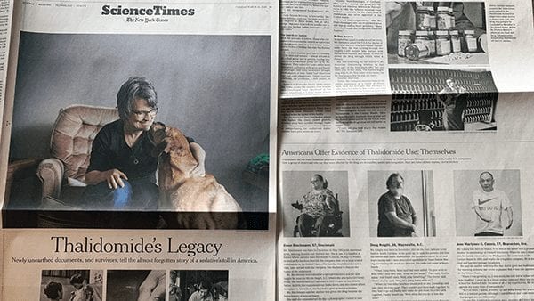 New York Times Story Features US Thalidomide Survivors