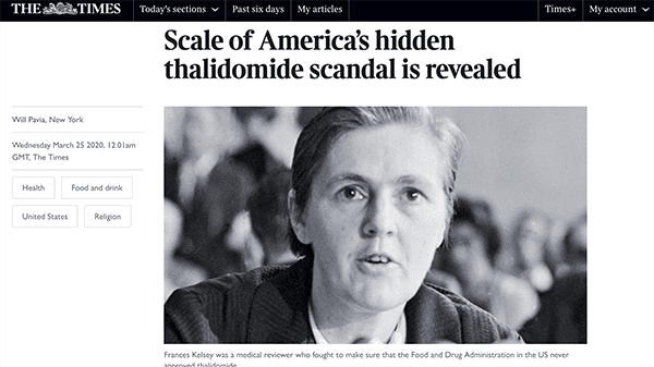 London Times story about US Thalidomide Survivors