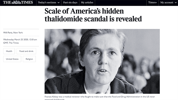 London Times Story US Thalidomide Survivors