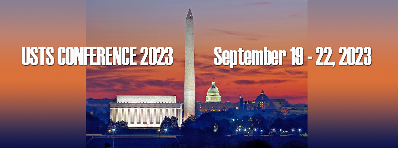 Washington DC at night, with text: USTS Conference 2023; September 19-22, 2023